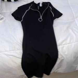 Black dress with circle zip up